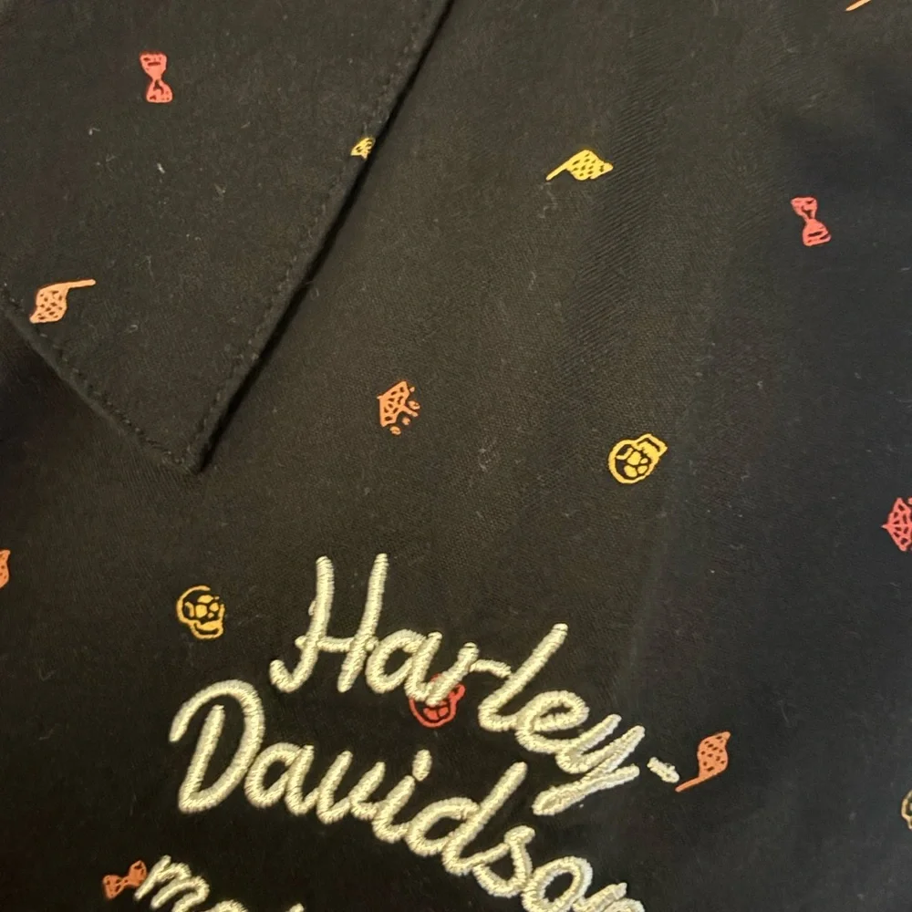 Harley Davidson Womens Plus 2 XL Black Logo Button Up Shirt  Biker Goth  Moto - Picture 3 of 9